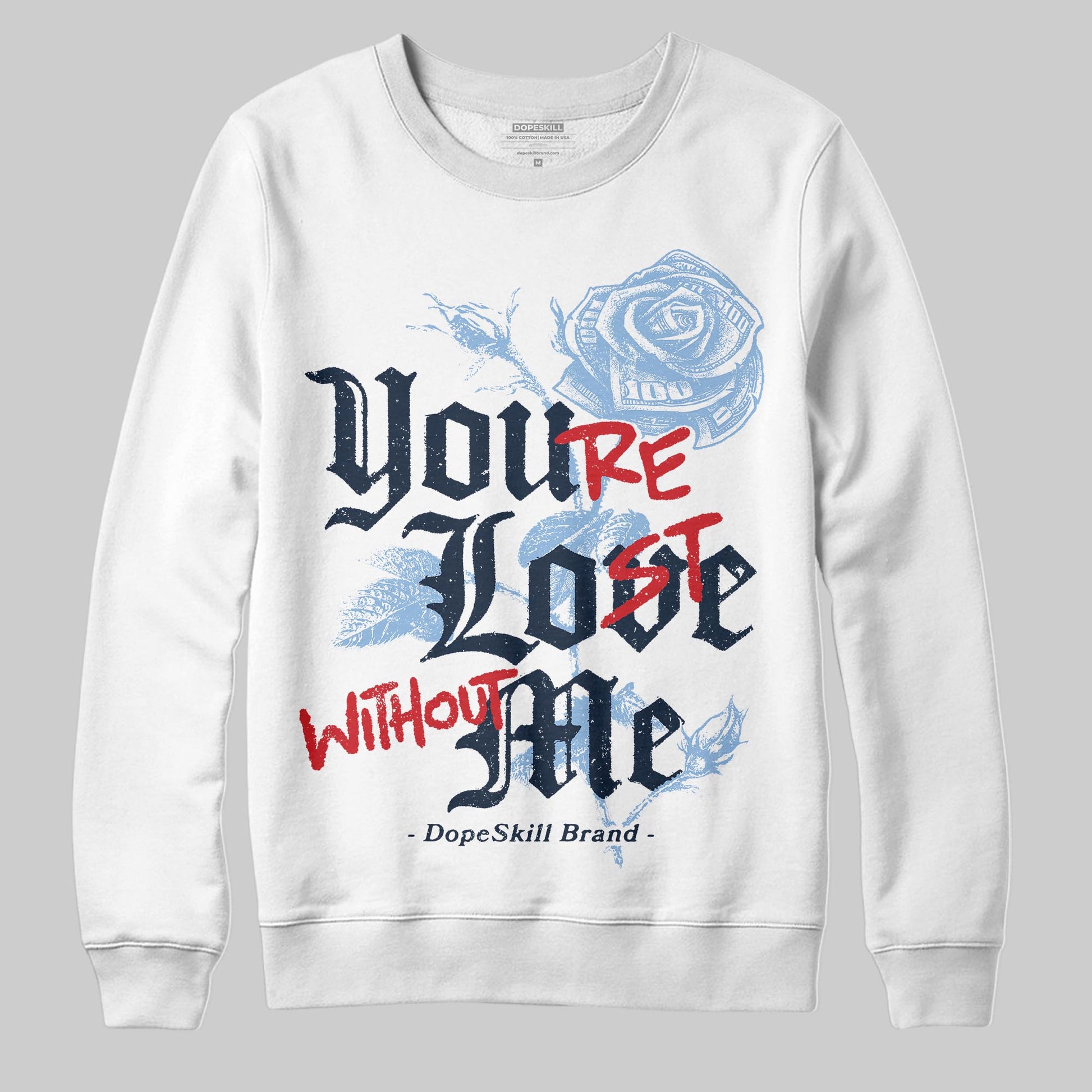Asics Gel-Cumulus 16 Wash/Independence Blue DopeSkill Sweatshirt You’re Lost Without Me Graphic Streetwear - White 