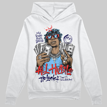 University Blue Sneakers DopeSkill Hoodie All Hustle No Luck Graphic Streetwear - White 