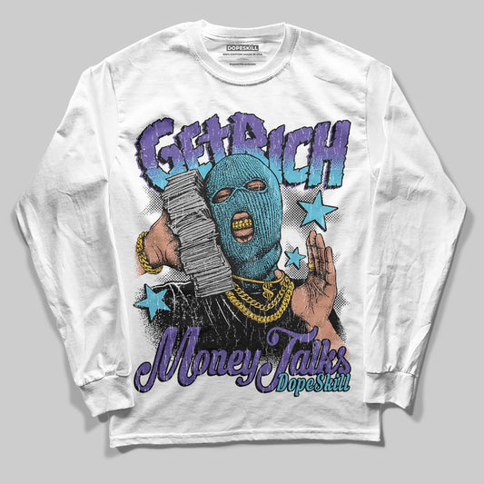 Jordan 8 Retro 'Aqua' 2025 DopeSkill Long Sleeve T-Shirt Get Rich Graphic Streetwear - White 