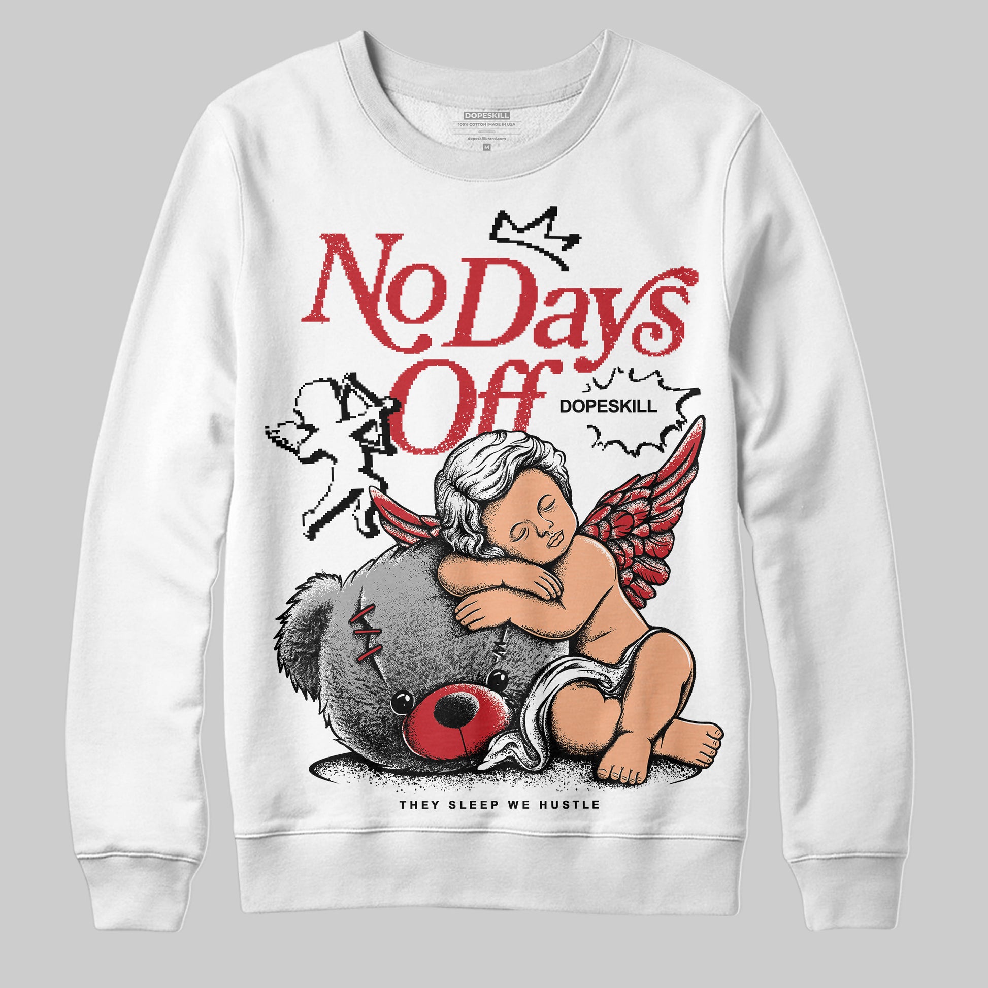 Jordan 11 Retro Low Bred (2025) DopeSkill Sweatshirt New No Days Off Graphic Streetwear - White
