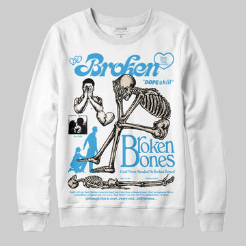 Jordan 1 High OG “UNC” Reimagined DopeSkill Sweatshirt Broken Bones Graphic Streetwear - White