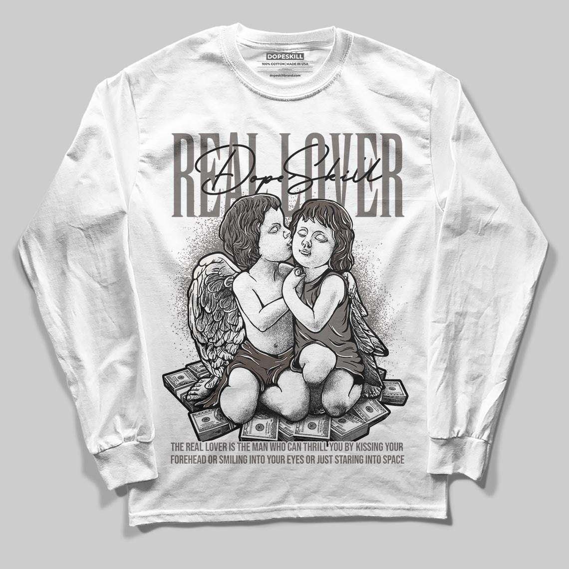 Jordan 4 Retro Cave Stone DopeSkill Long Sleeve T-Shirt Real Lover Graphic Streetwear - White 