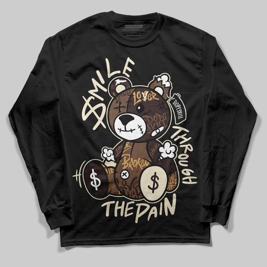 Jordan 5 “Earth/Metallic Gold” DopeSkill Long Sleeve T-Shirt Smile Through The Pain Graphic Streetwear - White