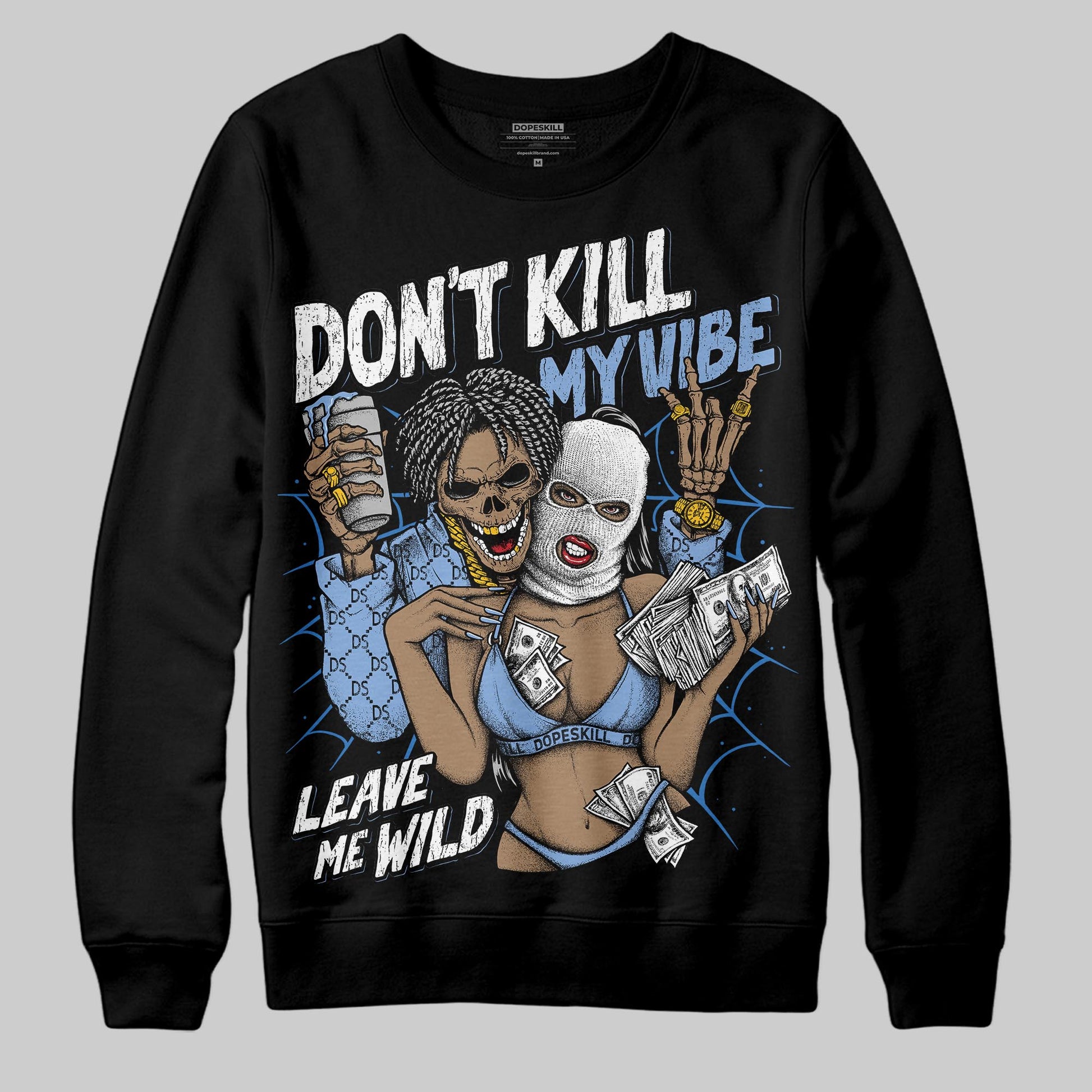 Jordan 4 WMNS 'Forget Me Not' DopeSkill Sweatshirt Don't Kill My Vibe Graphic Streetwear - Black