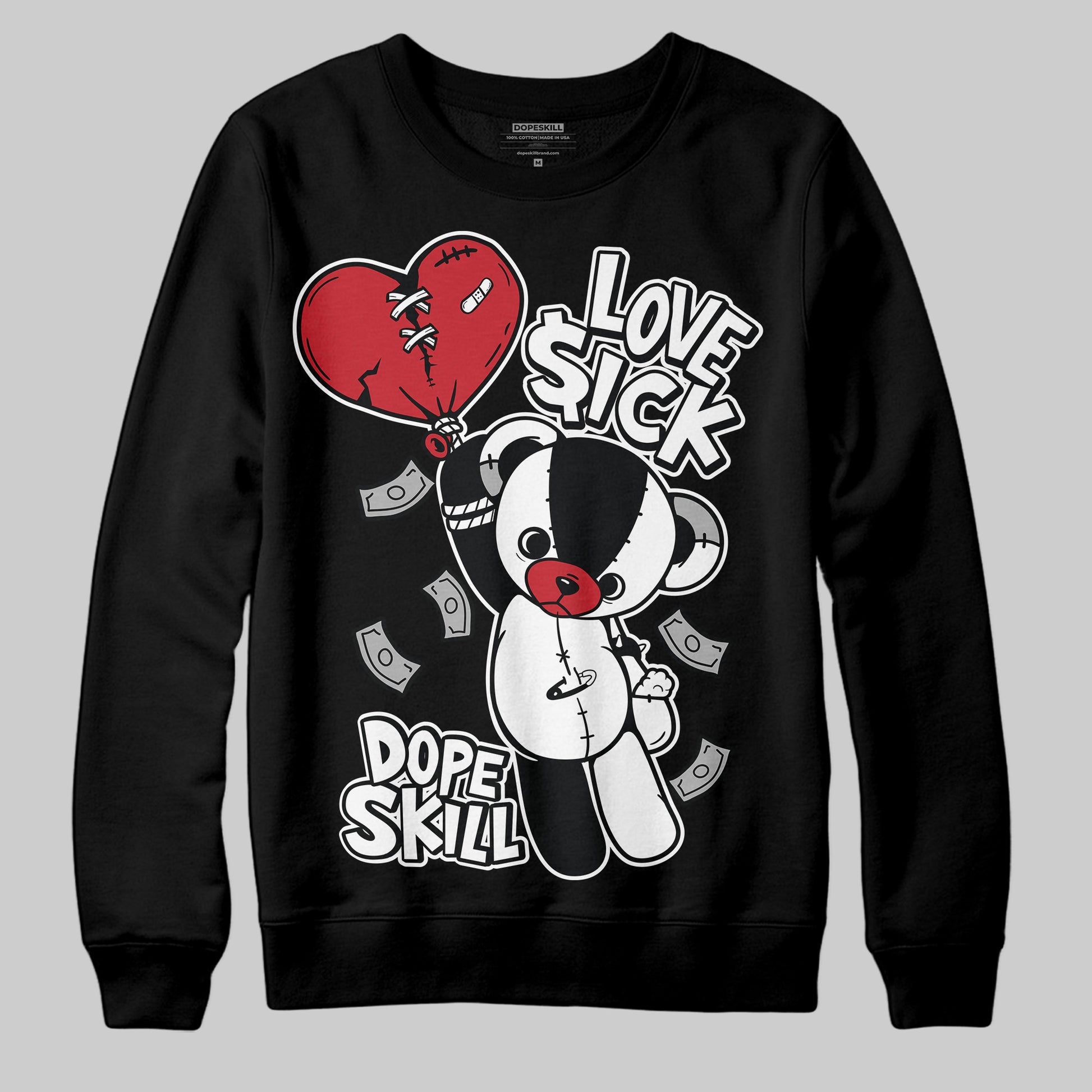 Jordan 11 “Bred Velvet” DopeSkill Sweatshirt Love Sick Graphic Streetwear - Black