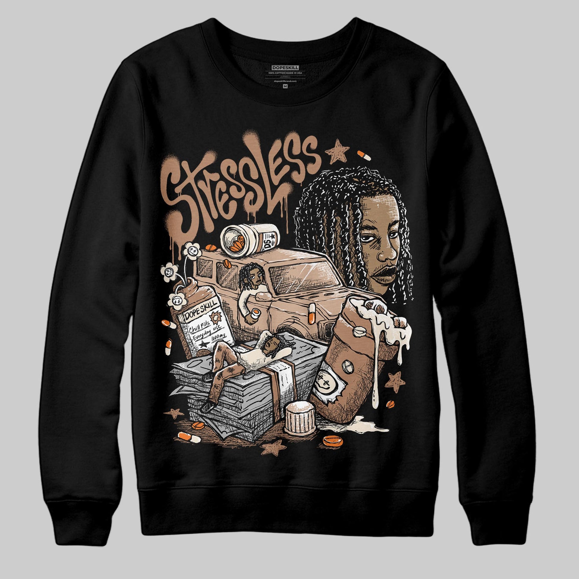 Jordan 4 Retro Cozy Girl DopeSkill Sweatshirt Stressless Graphic Streetwear - black