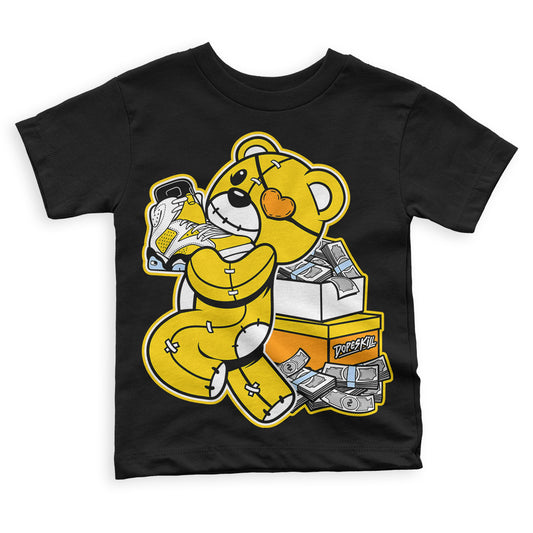 Jordan 6 “Yellow Ochre” DopeSkill Toddler Kids T-shirt Bear Steals Sneaker Graphic Streetwear - Black