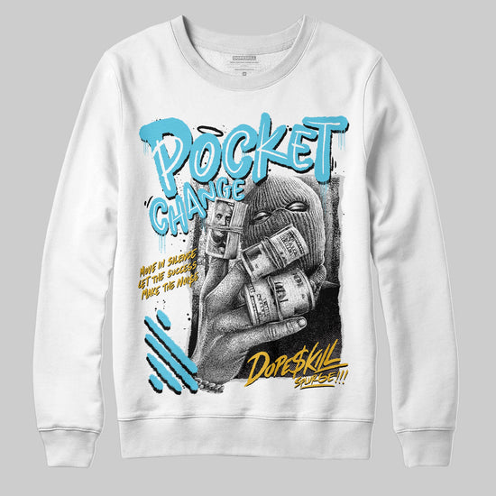 Jordan 11 Retro Gamma Blue (2025) DopeSkill Sweatshirt Pocket Change Graphic Streetwear - White