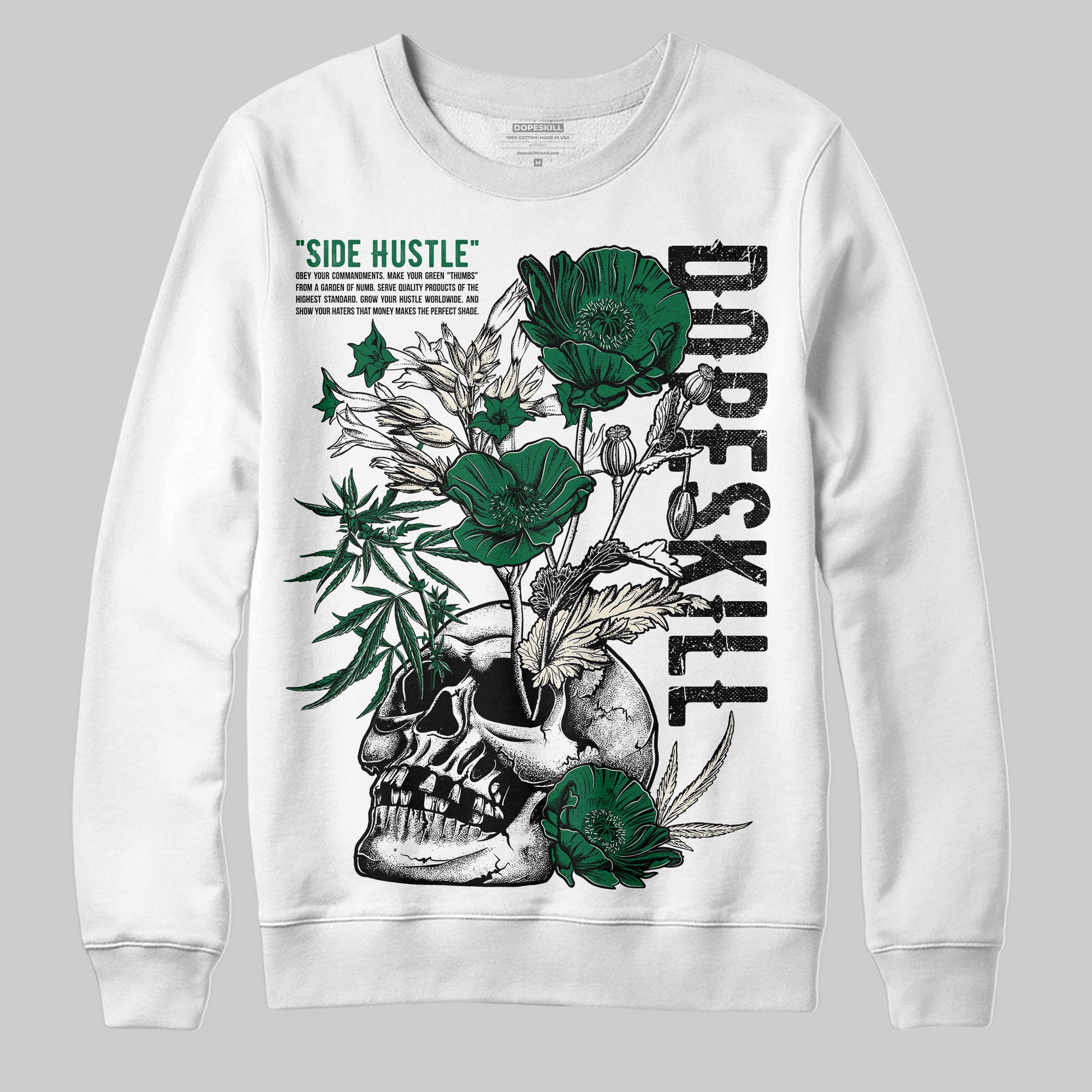 Jordan 13 GS “Pine Green” DopeSkill Sweatshirt Side Hustle Graphic Streetwear - White