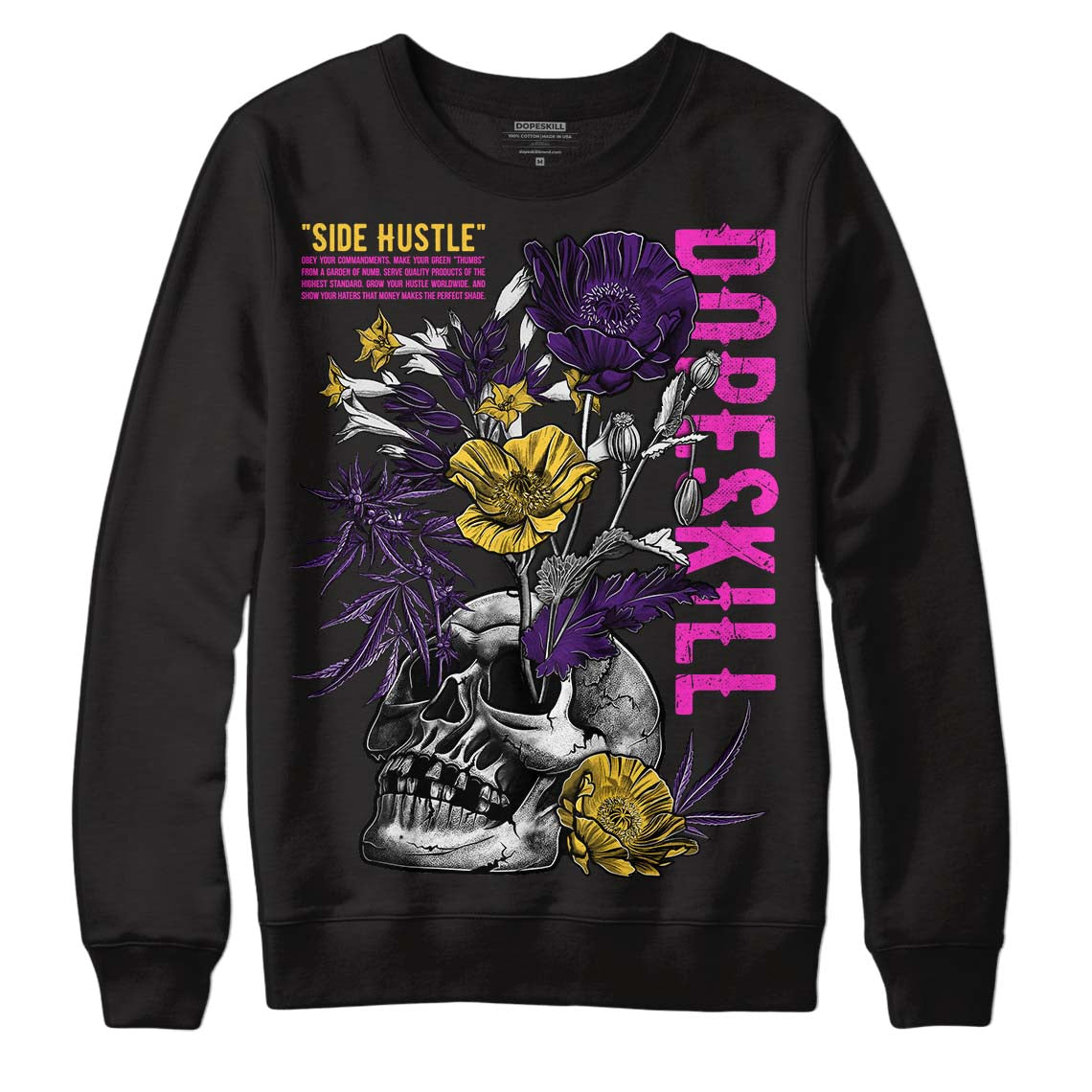 Jordan 12 “Field Purple” DopeSkill Sweatshirt Side Hustle Graphic Streetwear - Black