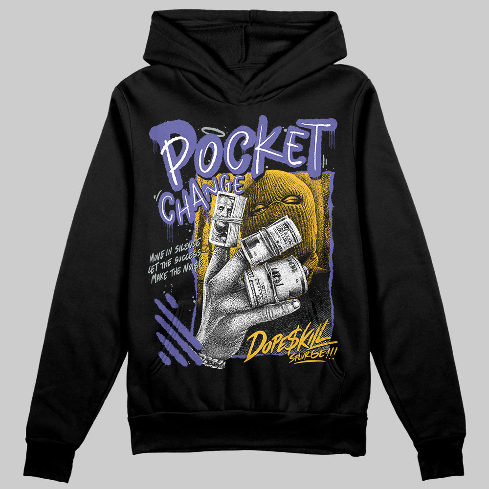 Jordan 4 Retro Lakers DopeSkill Hoodie Sweatshirt Pocket Change Graphic Streetwear - Black