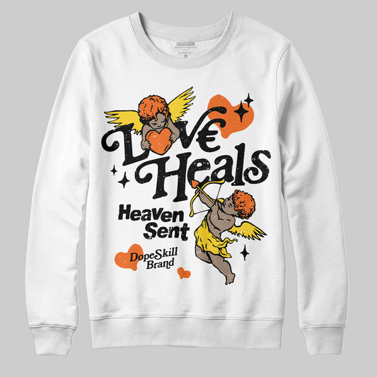 Jordan 4 Thunder DopeSkill Sweatshirt New Love Heals Graphic Streetwear - White