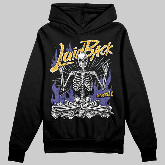 Jordan 4 Retro Lakers DopeSkill Hoodie Sweatshirt Laid Back Graphic Streetwear - Black