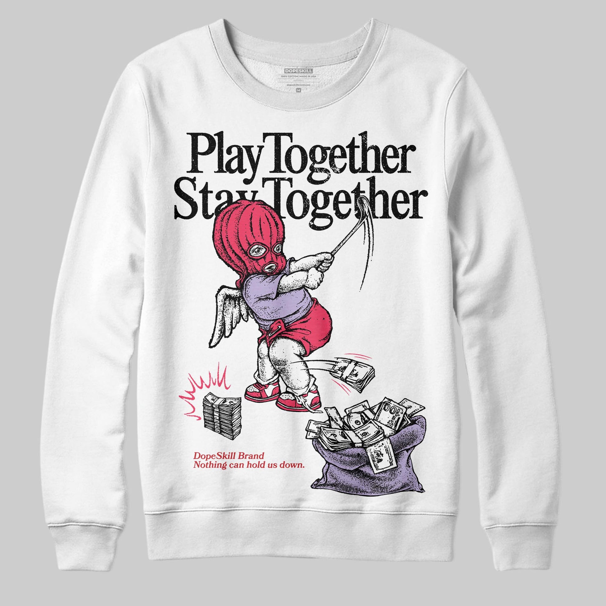 Jordan 5 Low “Peanut Butter Jelly” DopeSkill Sweatshirt Play together, Stay together Graphic Streetwear - White