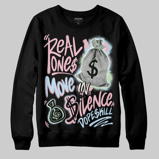 Jordan 4 Retro Valentine's Day (2026) (GS) DopeSkill Sweatshirt Real Ones Move In Silence Graphic Streetwear - Black