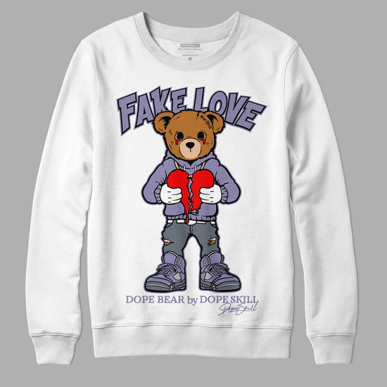 Jordan 5 Retro Low Indigo Haze DopeSkill Sweatshirt Fake Love Graphic Streetwear - White