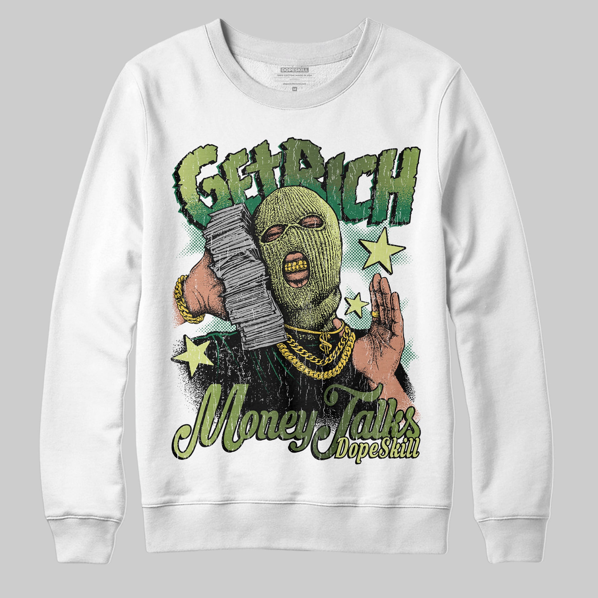 Foamposite Pro 'Pine Green' DopeSkill Sweatshirt Get Rich Graphic Streetwear - White