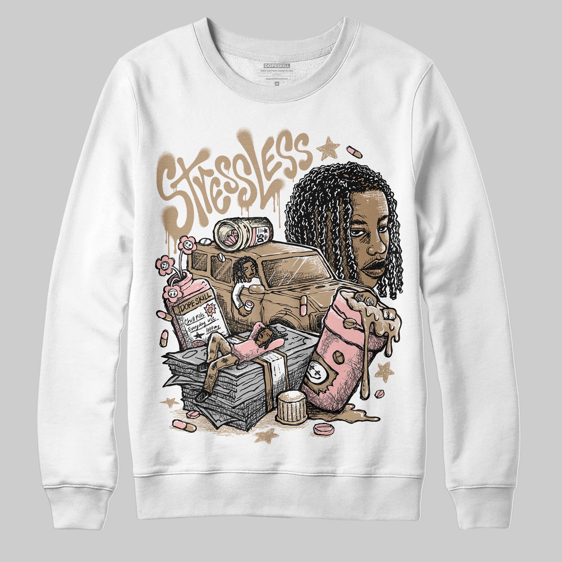 Nike Air Force 1 Low Canvas “Linen” DopeSkill Sweatshirt Stressless Graphic Streetwear - White