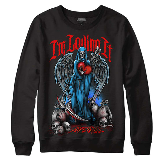 Jordan 2 Low "University Blue" DopeSkill Sweatshirt New I'm Loving It Graphic Streetwear - Black