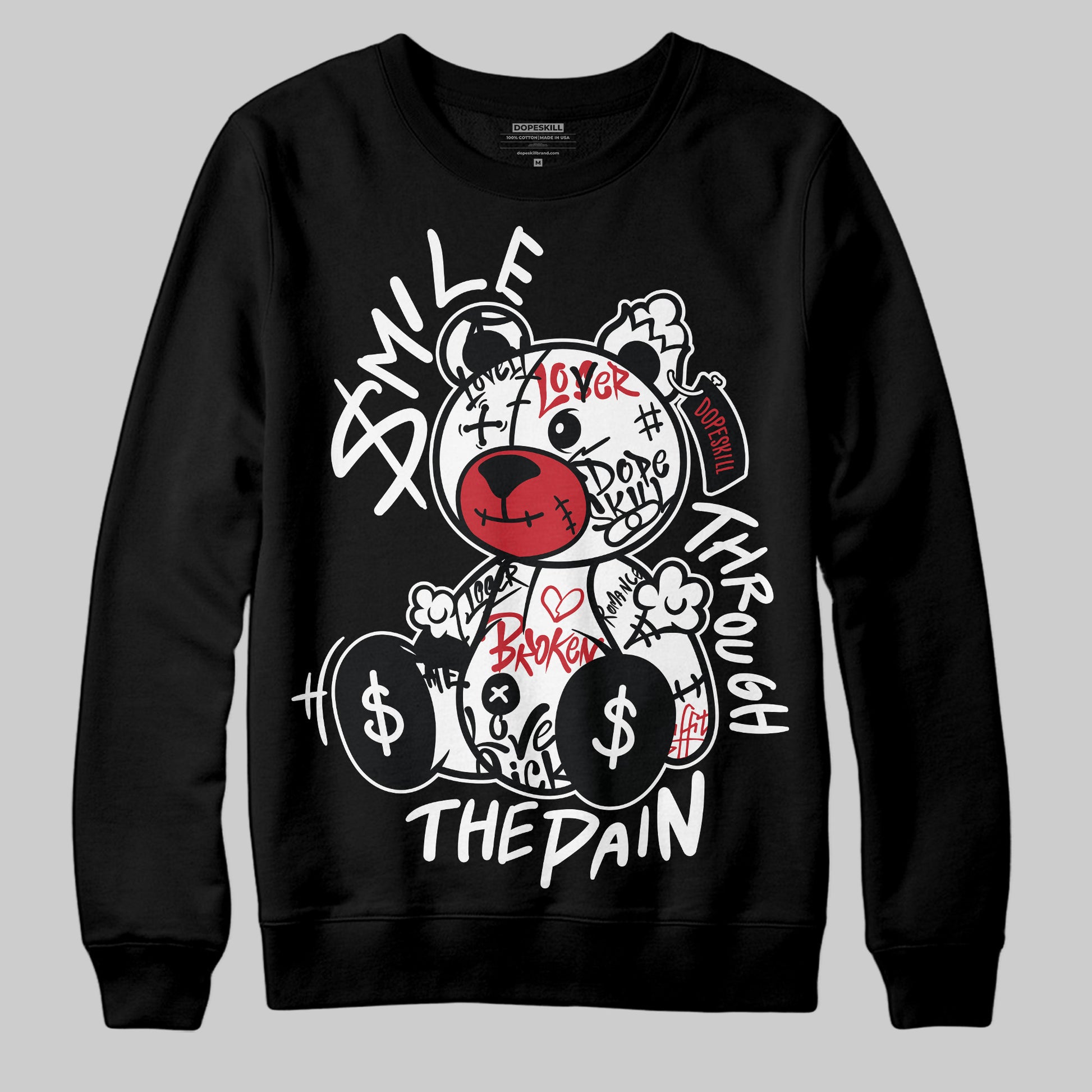 Jordan 11 “Bred Velvet” DopeSkill Sweatshirt Smile Through The Pain Graphic Streetwear - black