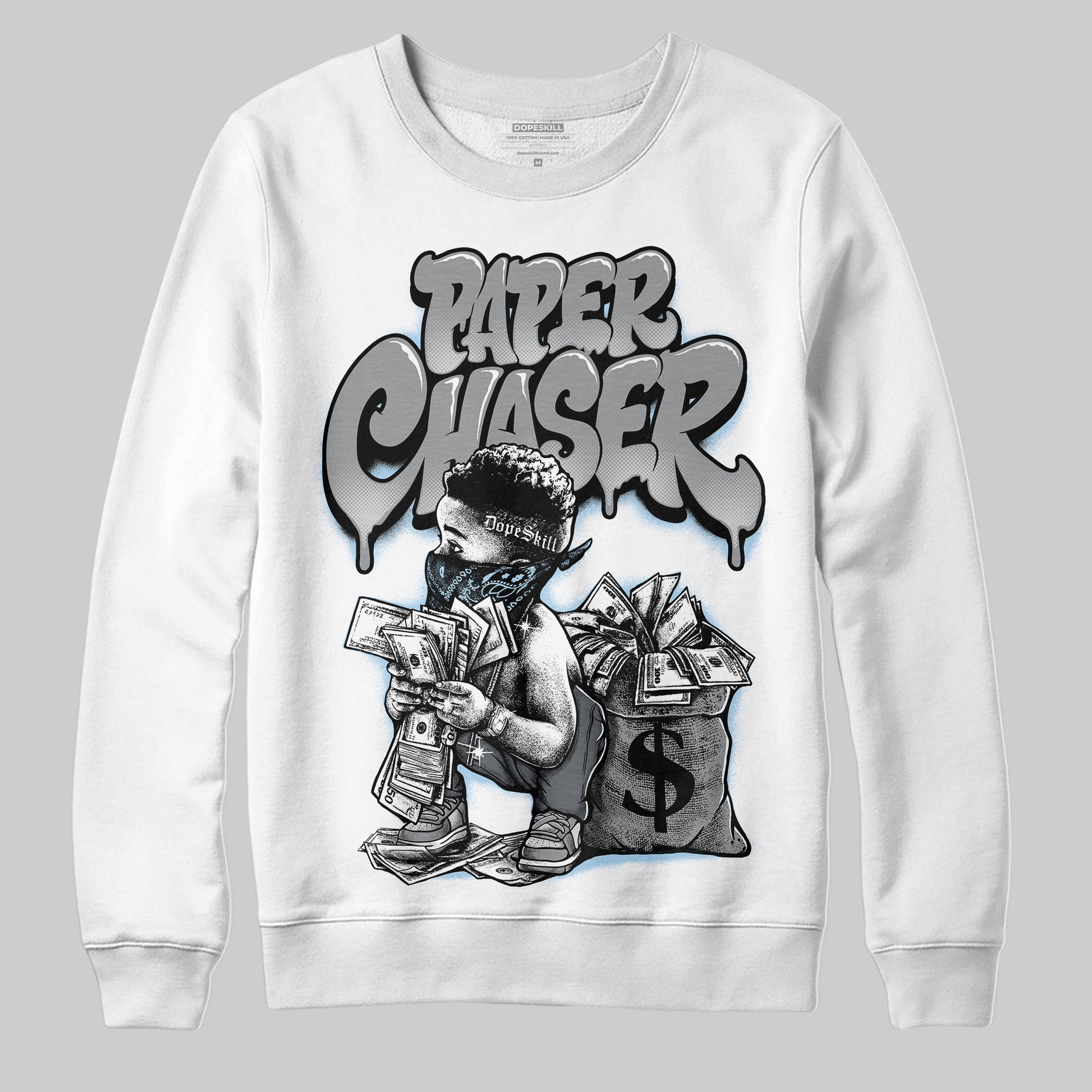 Jordan 5 Retro Wolf Grey (2026) DopeSkill Sweatshirt Paper Chaser Boy Graphic Streetwear - White