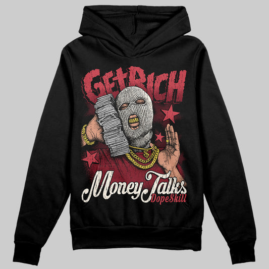 Jordan 4 “Sierra Red" DopeSkill Hoodie Sweatshirt Get Rich Graphic Streetwear - Black