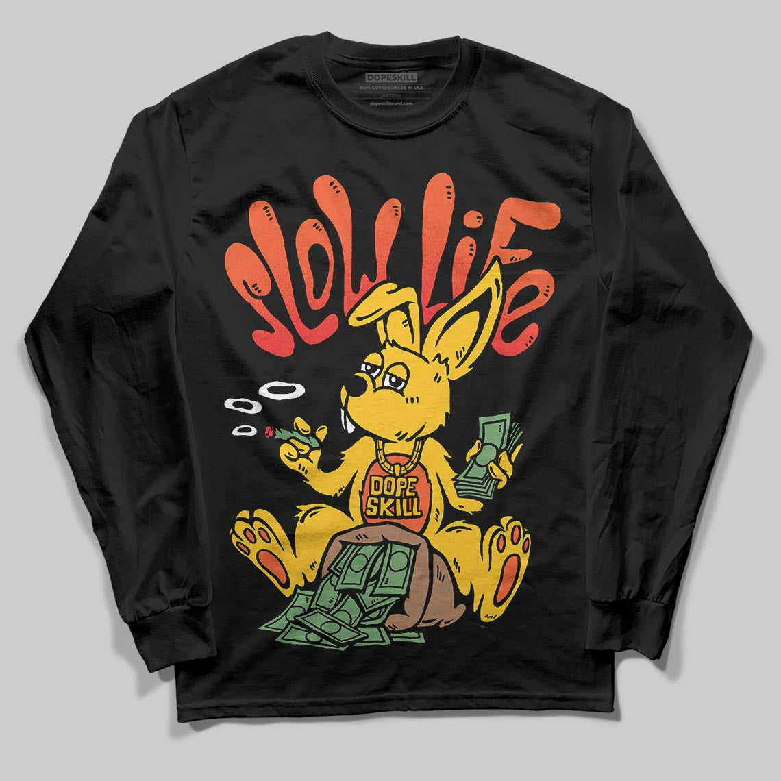 Yellow Sneakers DopeSkill Long Sleeve T-Shirt Slow Life Graphic Streetwear  - black