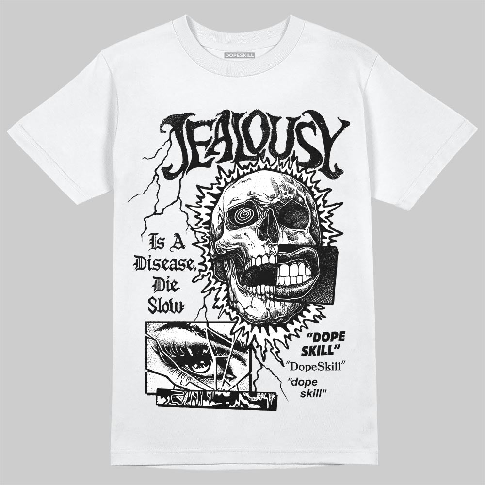 Black and White Sneakers DopeSkill T-Shirt Jealousy Graphic Streetwear - White 