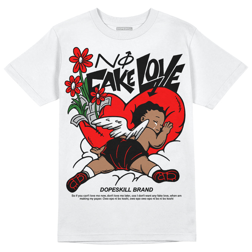 Black and White Sneakers DopeSkill T-Shirt No Fake Love Graphic Streetwear - White 