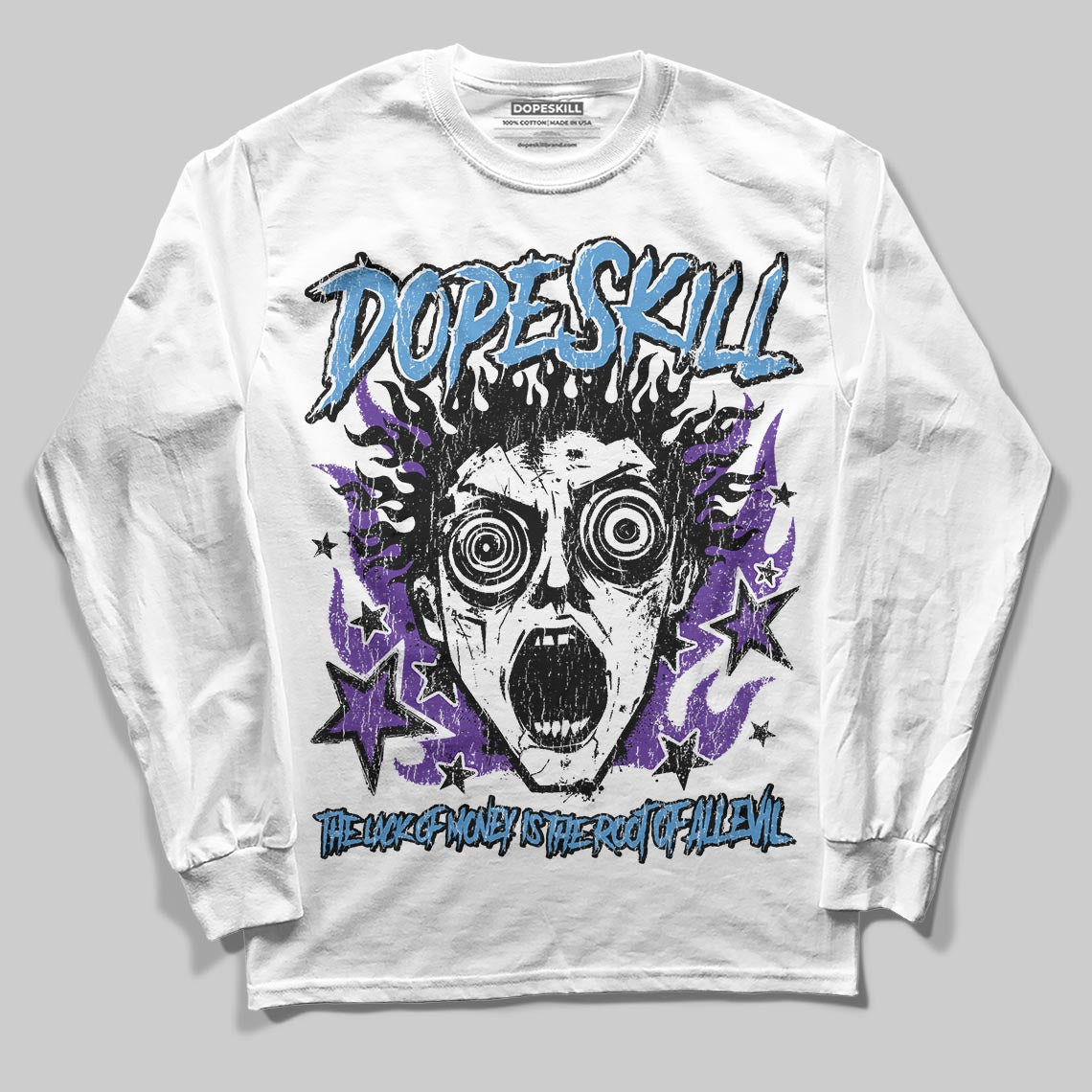 PURPLE Sneakers DopeSkill Long Sleeve T-Shirt Root of Evil Graphic Streetwear - White