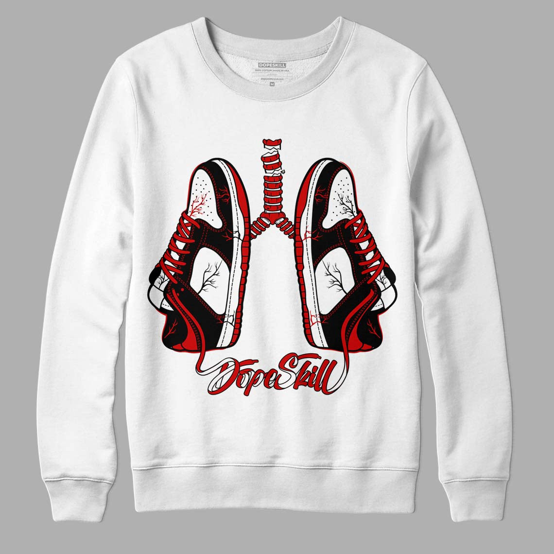 Jordan 1 Retro Low "Black Toe" DopeSkill Sweatshirt Breathe Graphic Streetwear - White