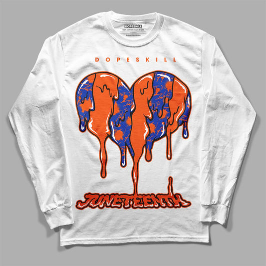 Dunk Low Futura Orange Blaze DopeSkill Long Sleeve T-Shirt Juneteenth Heart Graphic Streetwear - White