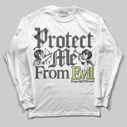 Jordan 4 GS “Light Lemon Twist” DopeSkill Long Sleeve T-Shirt Protect Me From Evil Graphic Streetwear - White