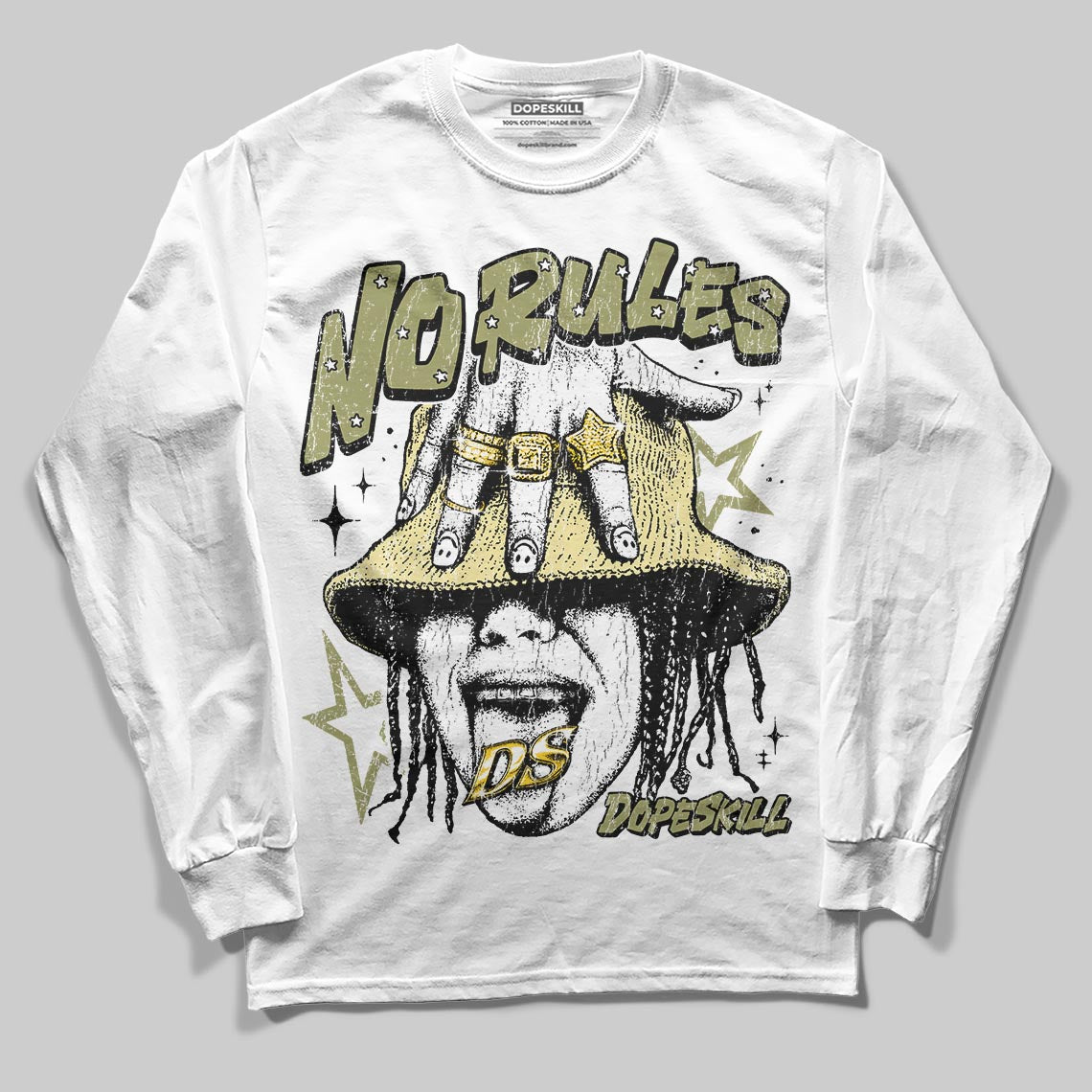 Olive Sneakers DopeSkill Long Sleeve T-Shirt No Rules Graphic Streetwear - White
