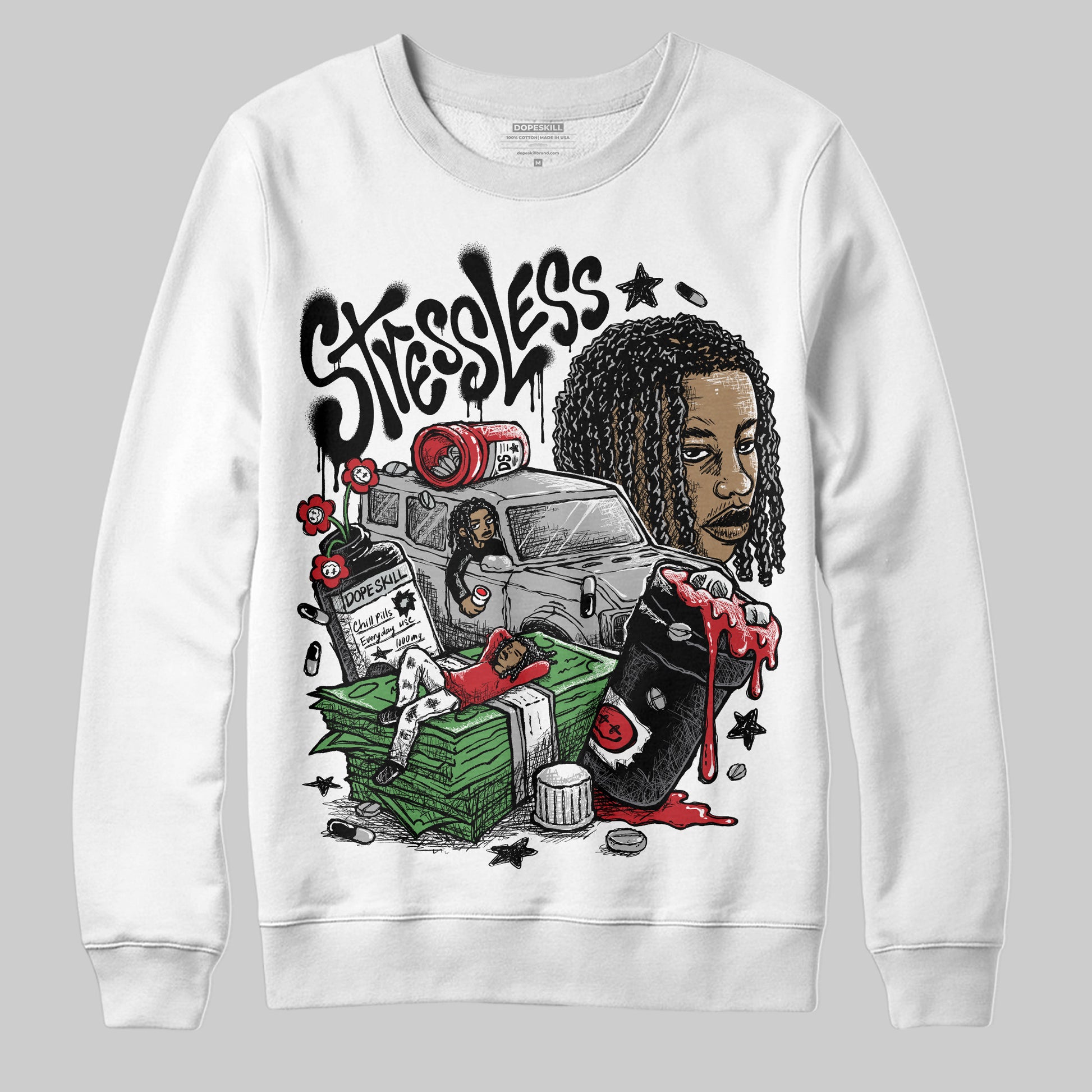 Jordan 11 “Bred Velvet” DopeSkill Sweatshirt Stressless Graphic Streetwear - WHite