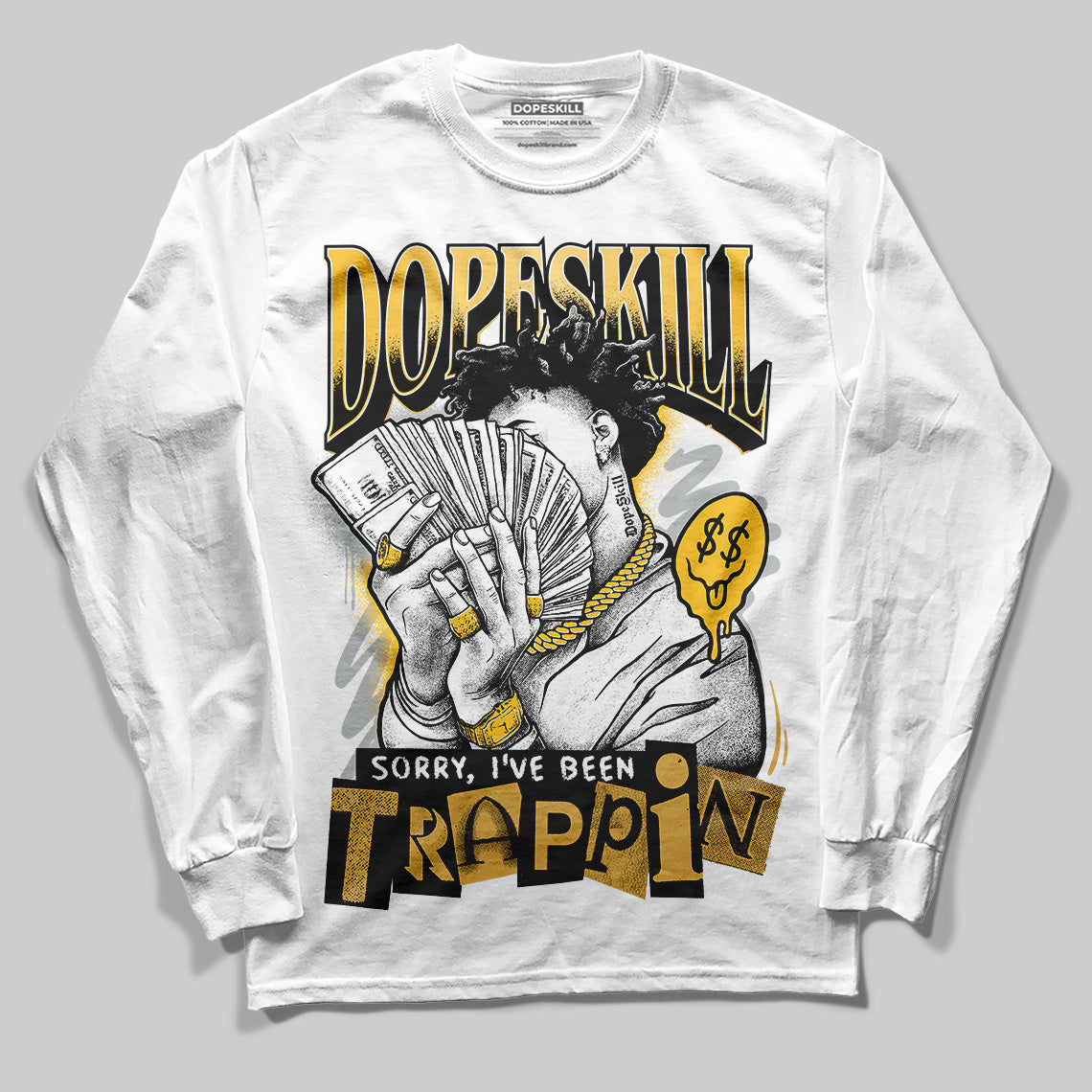 Jordan 12 "Phantom" DopeSkill Long Sleeve T-Shirt Sorry I've Been Trappin Graphic Streetwear - White