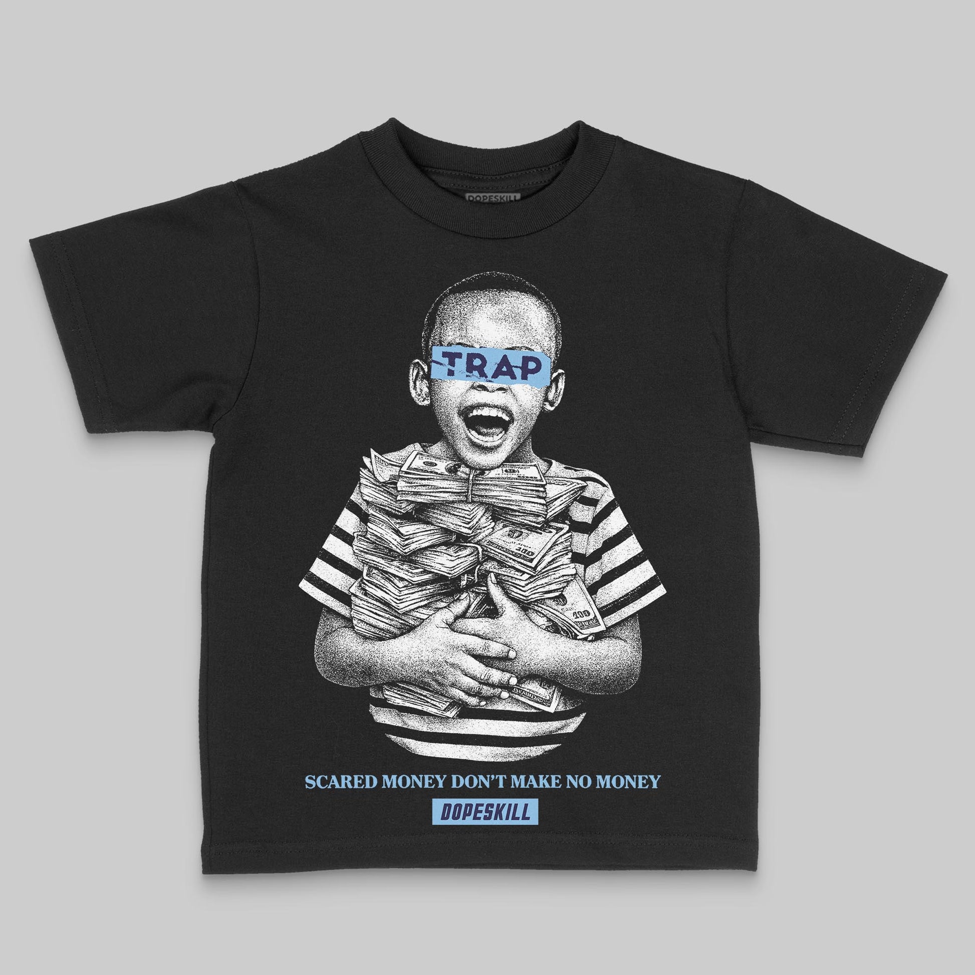 University Blue Sneakers DopeSkill Toddler Kids T-shirt Scared Money Don't Make No Money Graphic Streetwear - Black
