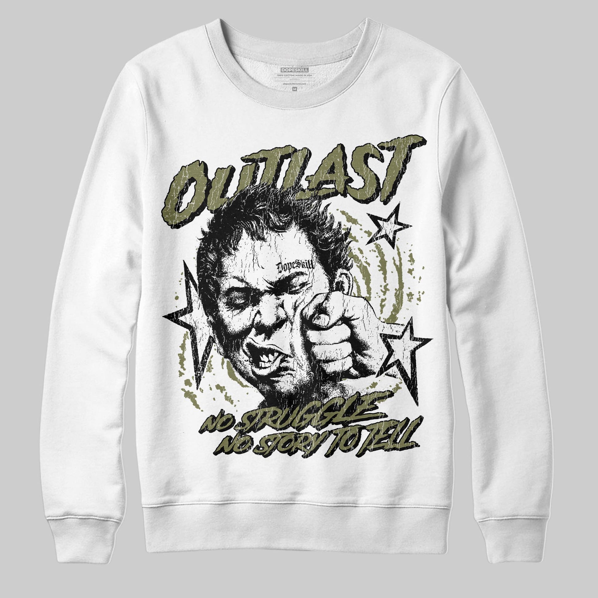Olive Sneakers DopeSkill Sweatshirt Outlast Graphic Streetwear - White