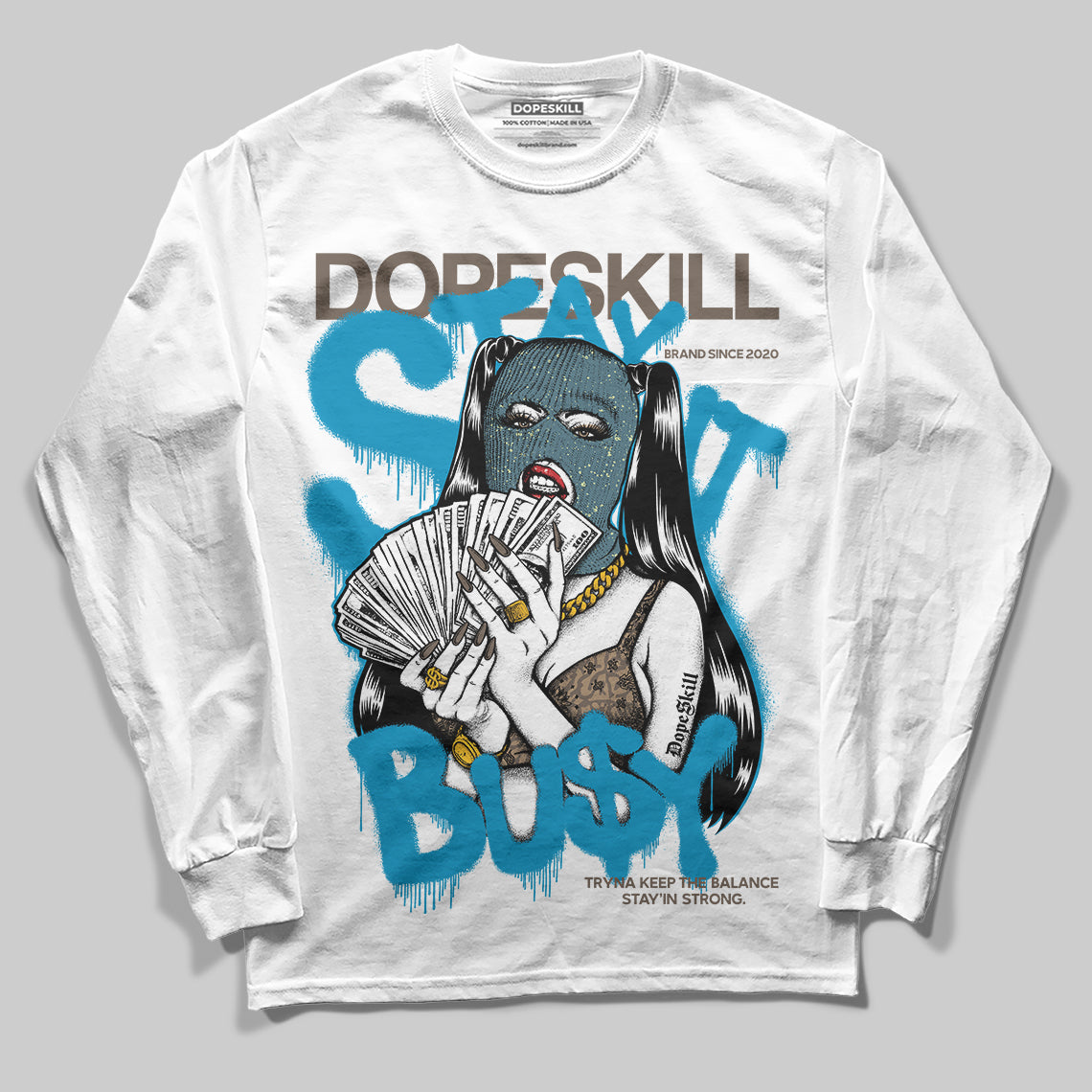 Jordan 3 GS “We Outside” DopeSkill Long Sleeve T-Shirt Stay It Busy Graphic Streetwear - White