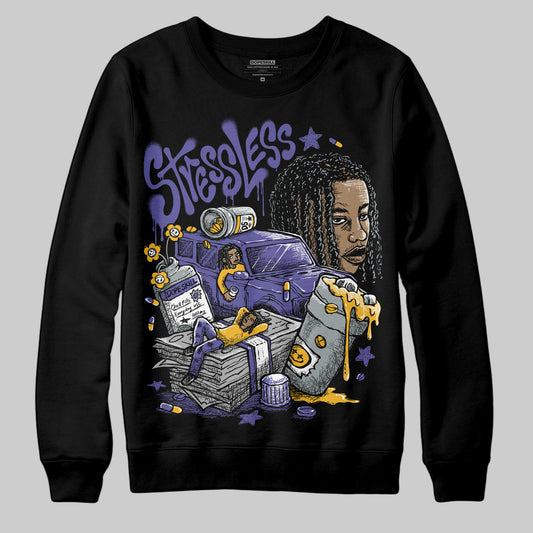 Jordan 4 Retro Lakers DopeSkill Sweatshirt Stressless Graphic Streetwear - black
