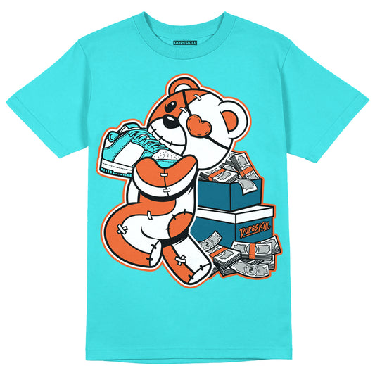 Dunk Low “Miami Dolphins” DopeSkill Tahiti Blue T-shirt Bear Steals Sneaker Graphic Streetwear 