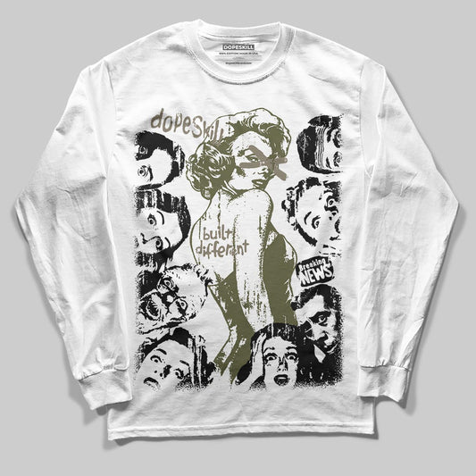 Jordan 3 “Medium Olive” aka “Family Affair” DopeSkill Long Sleeve T-Shirt Built Different Graphic Streetwear - White
