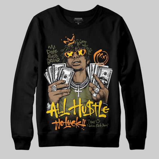 Olive Sneakers DopeSkill Sweatshirt All Hustle No Luck Graphic Streetwear - black