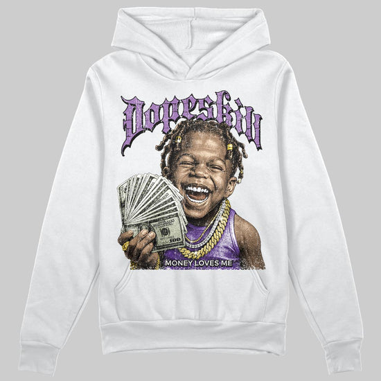 PURPLE Sneakers DopeSkill Hoodie Money Loves Me Graphic Streetwear - White