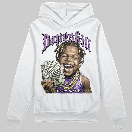 PURPLE Sneakers DopeSkill Hoodie Money Loves Me Graphic Streetwear - White