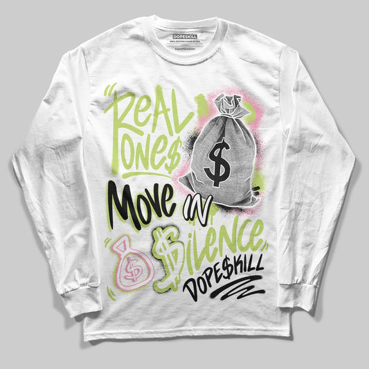 Chase B x Travis Scott x Jordan Jumpman Jack DopeSkill Long Sleeve T-Shirt Real Ones Move In Silence Graphic Streetwear - White