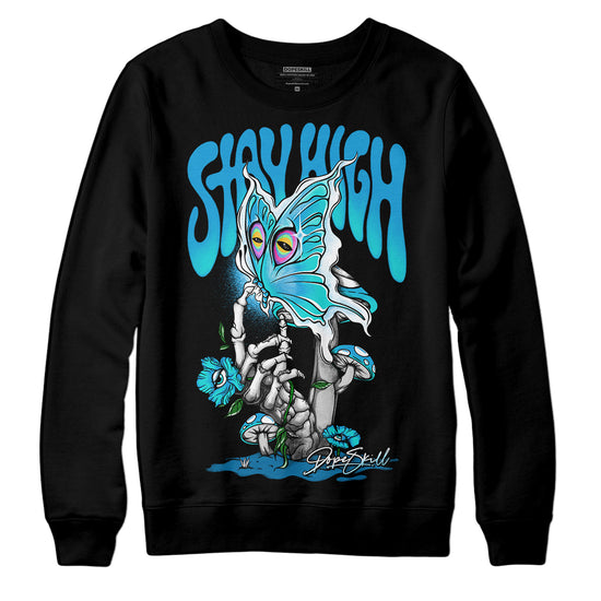Jordan 4 Retro Military Blue DopeSkill Sweatshirt Stay High Graphic Streetwear - Black