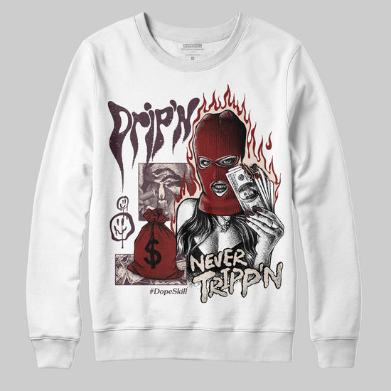 Adidas Samba OG Maroon Gold Metallic DopeSkill Sweatshirt Drip'n Never Tripp'n Graphic Streetwear - White