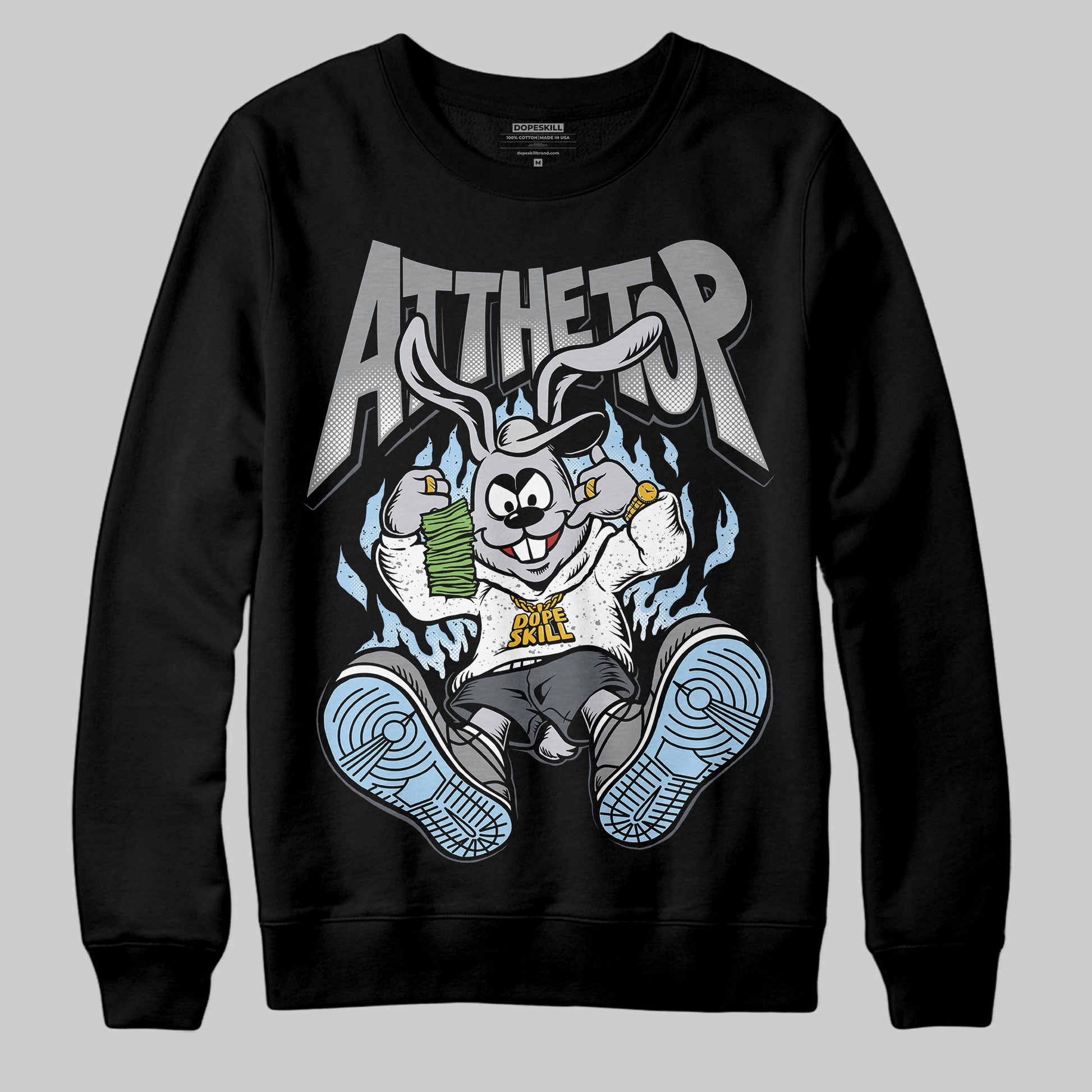 Jordan 5 Retro Wolf Grey (2026) DopeSkill Sweatshirt At The Top Graphic Streetwear - Black