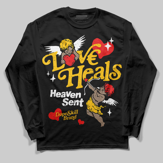 Yellow Sneakers DopeSkill Long Sleeve T-Shirt New Love Heals Graphic Streetwear - Black